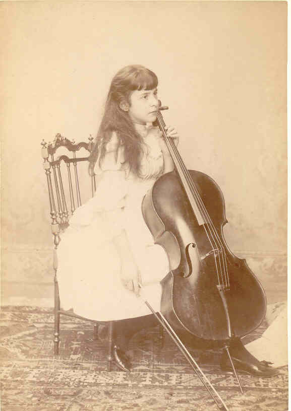 Elsa with cello, very young, perhaps late 1880s