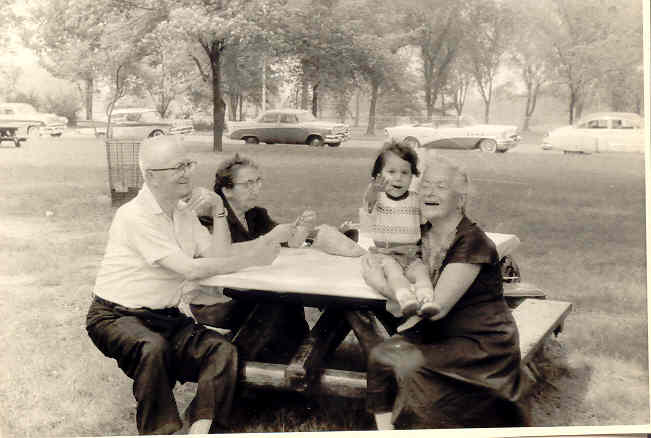 Grandpa Sam, Grandma Ida, Bernice and Karen, at the park!