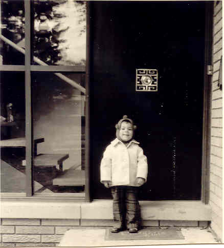 Karen at our new door!